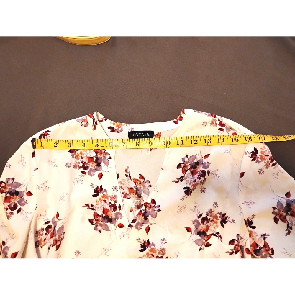 🌸1.STATE Floral Wrap Peasant Boho whimsygoth top preppy Long Sleeve V-Neck - Picture 4 of 9